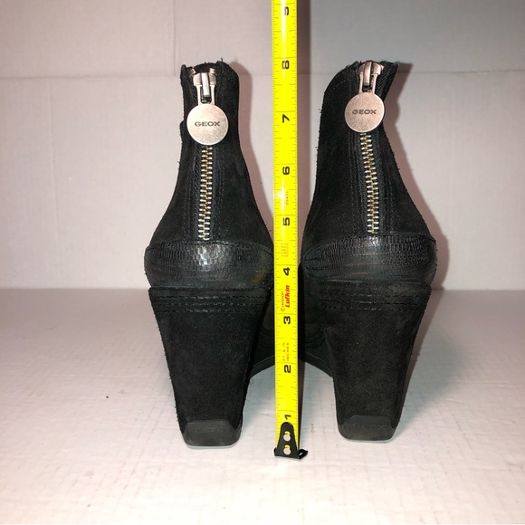 GEOX | Black Suede Wedge Booties | Size 38 US 7.5 - Picture 9 of 12